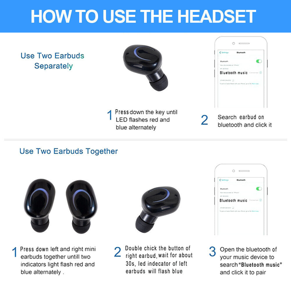 Bluetooth 5.3 Headphones In Ear Wireless TWS Sport Headphones IPX-5 With Microphone De